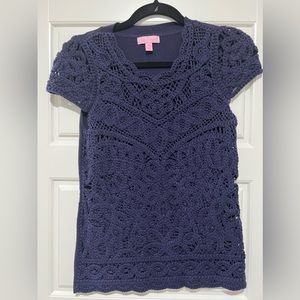Lily Pulitzer Crochet Cap Sleeve Top
